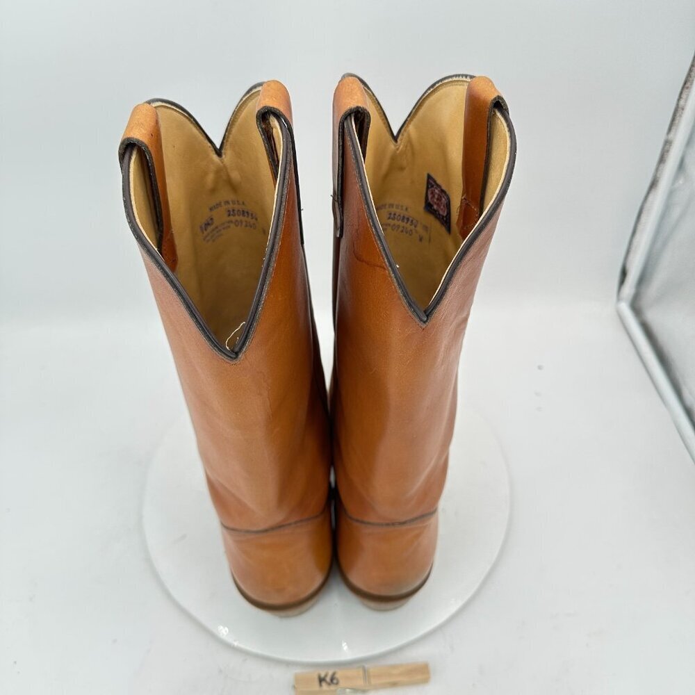 Nocona American Classics Men’s 10.5 D Tan Leather Made in USA Cowboy Boot - Picture 9 of 13